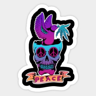 Peace Skull Vaporwave Sticker